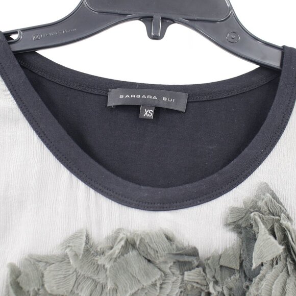 Barbara Bui Top Women XS Cotton Silk Ruffle Sleeveless Side Zip Crew Neck - Picture 4 of 11